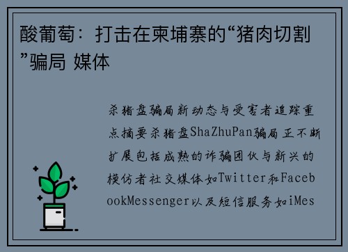 酸葡萄:打击在柬埔寨的“猪肉切割”骗局 媒体 酸葡萄:打击在柬埔寨的“猪肉切割”骗局 媒体